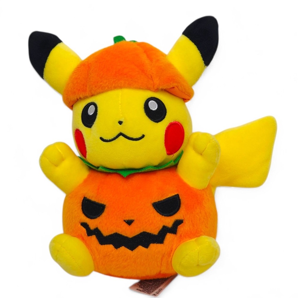 Pokémon Center Pikachu Pumpkin Plush Halloween 2023 Tricks & Treats 8" Toy Rare